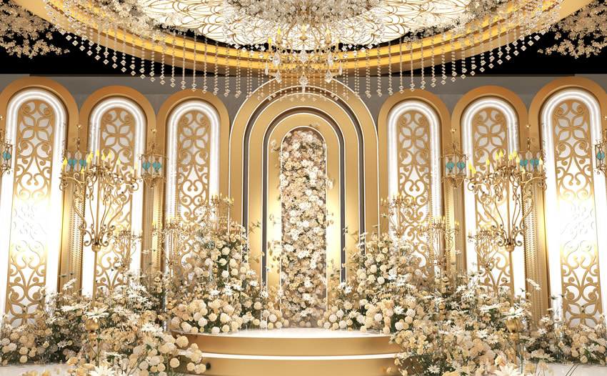 白河香槟色调婚礼堂效果展示
